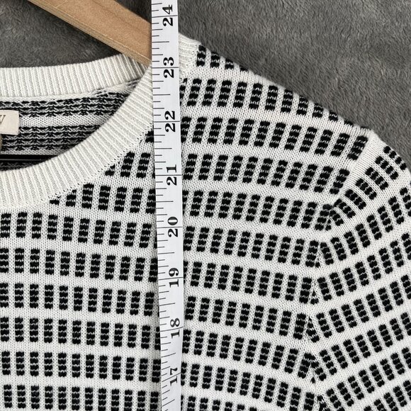 J Crew Factory Dot Dash Pullover Womens Small White Black 3/4 Sleeve Preppy Twee - Picture 6 of 9